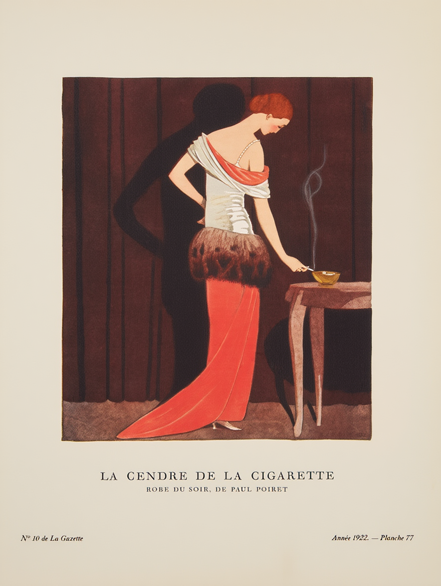 André Édouard Marty – La Cendre de la Cigarette Vintage Fashion Illustration Poster