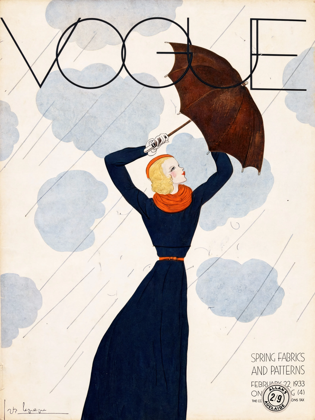 Vogue Magazine Cover, February 22 1933 – Spring Fabrics and Patterns Vintage Art Print Vogue Cover 1923 – Fashion Magazine Art Print (Copy)