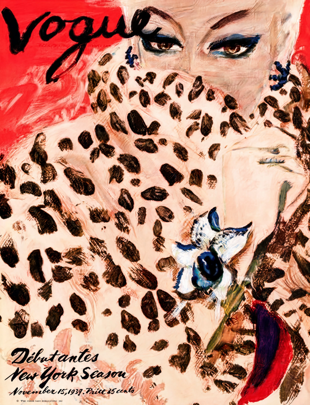 Vintage Vogue Magazine Cover – Debutantes New York Season, November 15 1939 Art Print