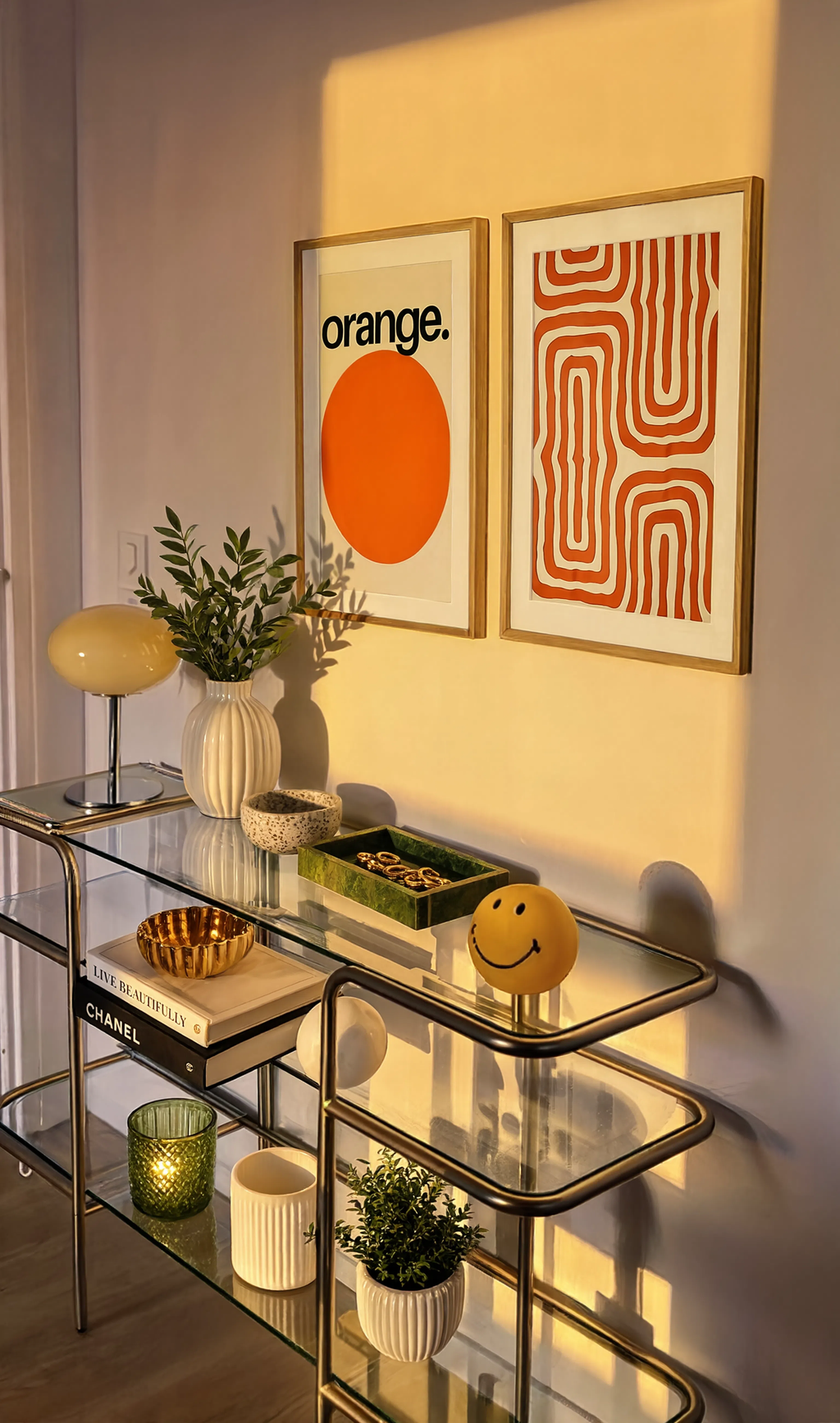 Set of 2 Orange Abstract Wall Art Prints – Geometric Maze & Maximalist Orange Gallery Set