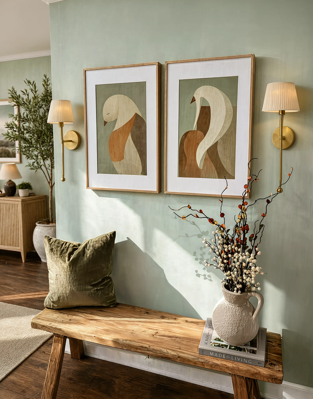 Set of 2 Minimalist Bird Variation Prints | Contemporary Scandinavian Bird Wall Art Set