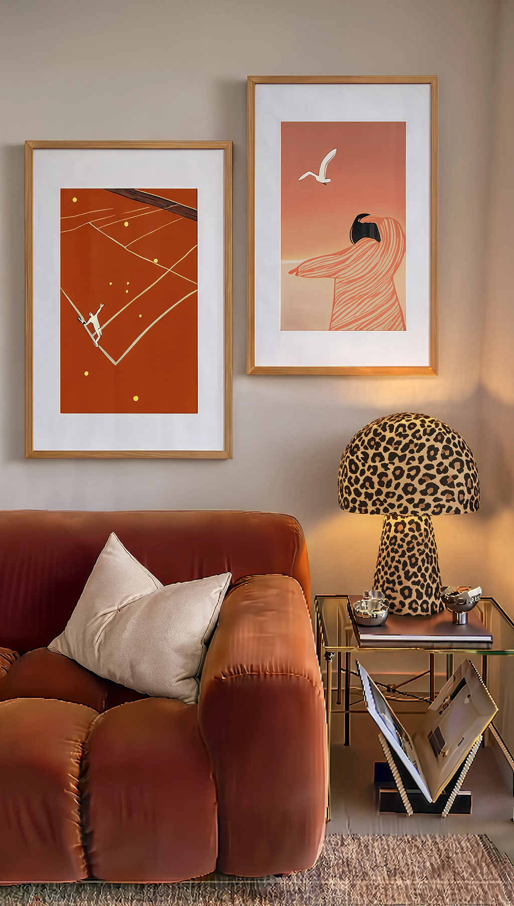 Set of 2 Modern Minimalist Wall Art Prints – Abstract Female Figure & Tennis Match Sports Gallery Set