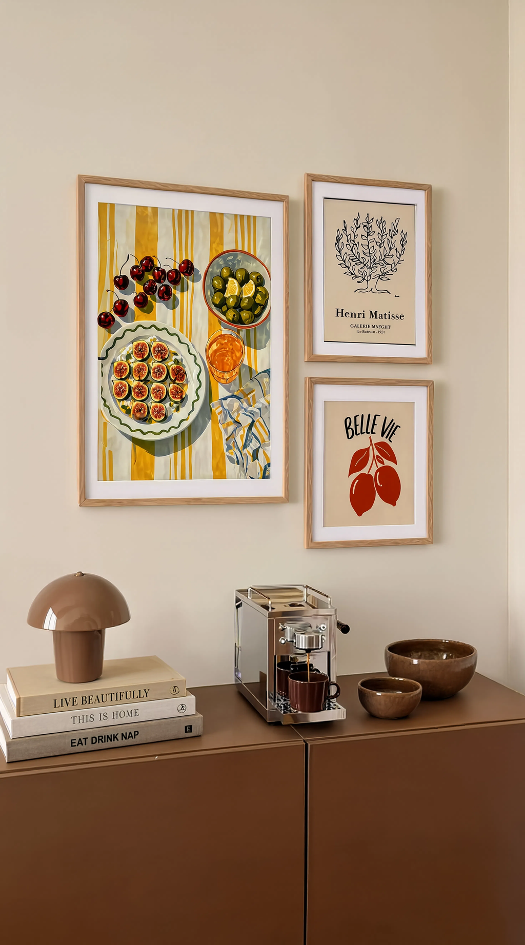 Set of 3 Contemporary Wall Art Prints | Botanical, Vintage & Kitchen Illustration