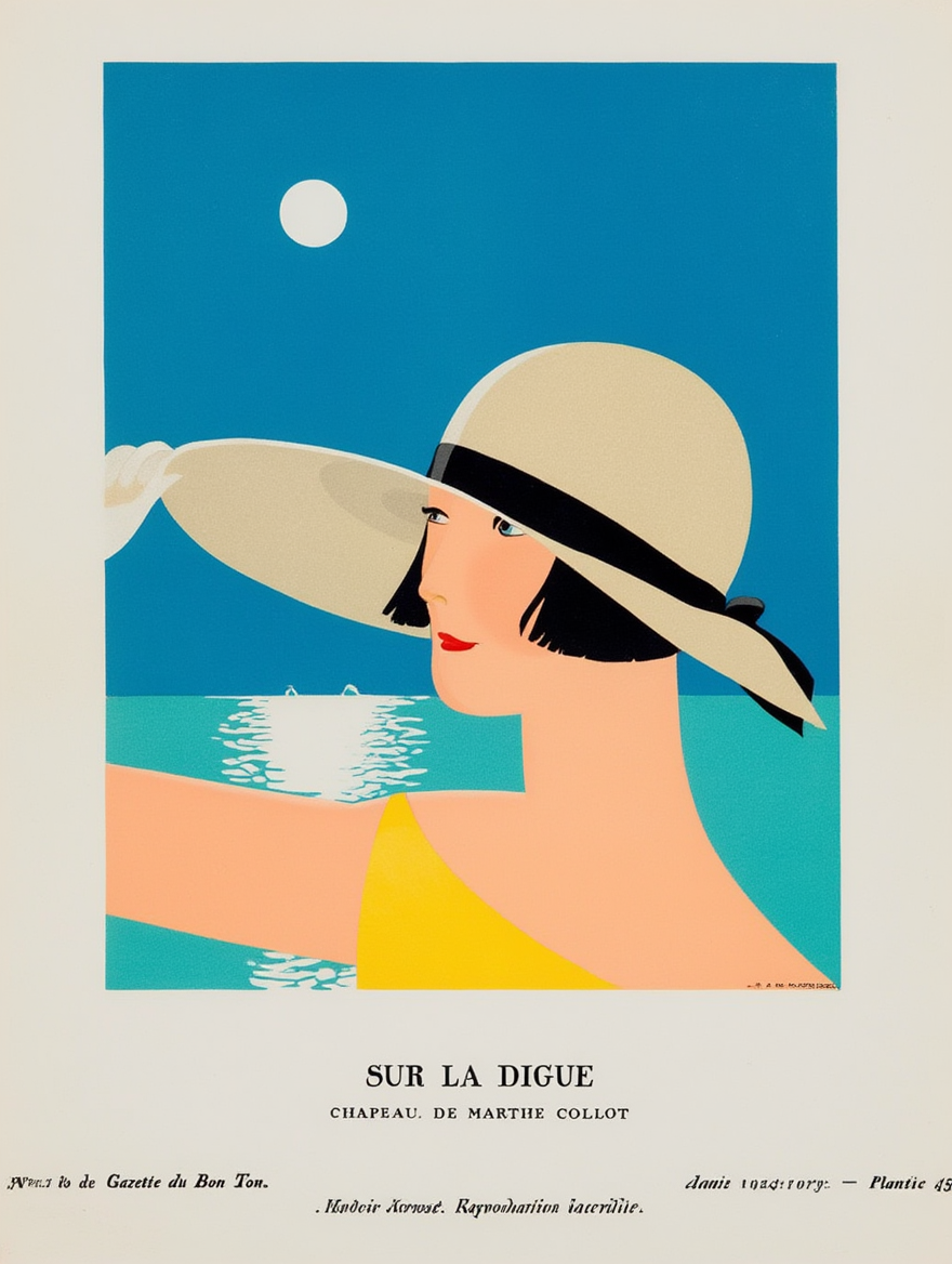 André Édouard Marty – Sur la Digue – Vintage Art Deco Fashion Illustration Poster