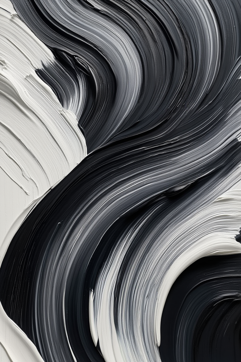 Abstract Black & White Canvas – Version 1 – Set of 3 - Hakyarts