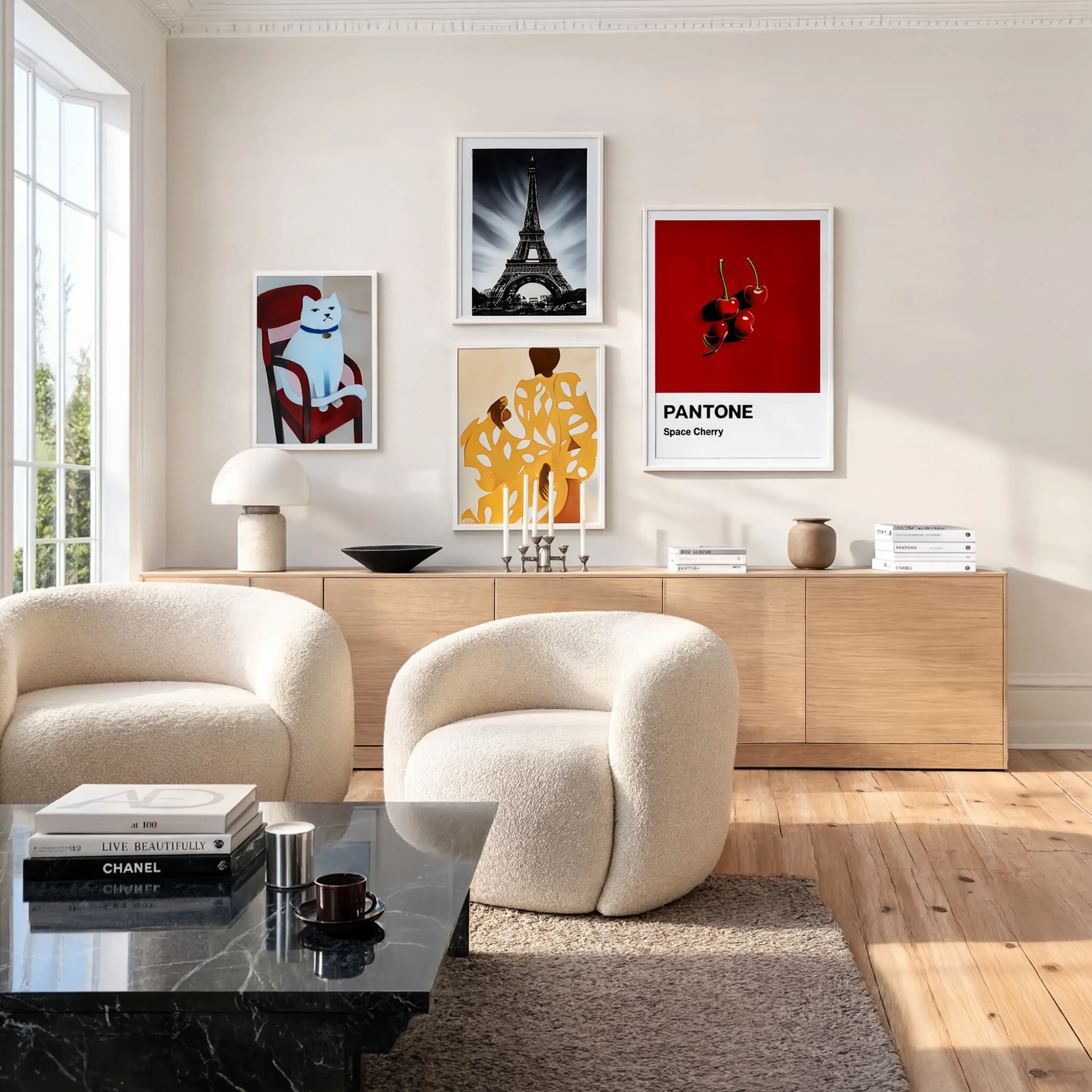 Set of 4 Contemporary Wall Art Prints – Paris, Figurative & Minimalist Collection