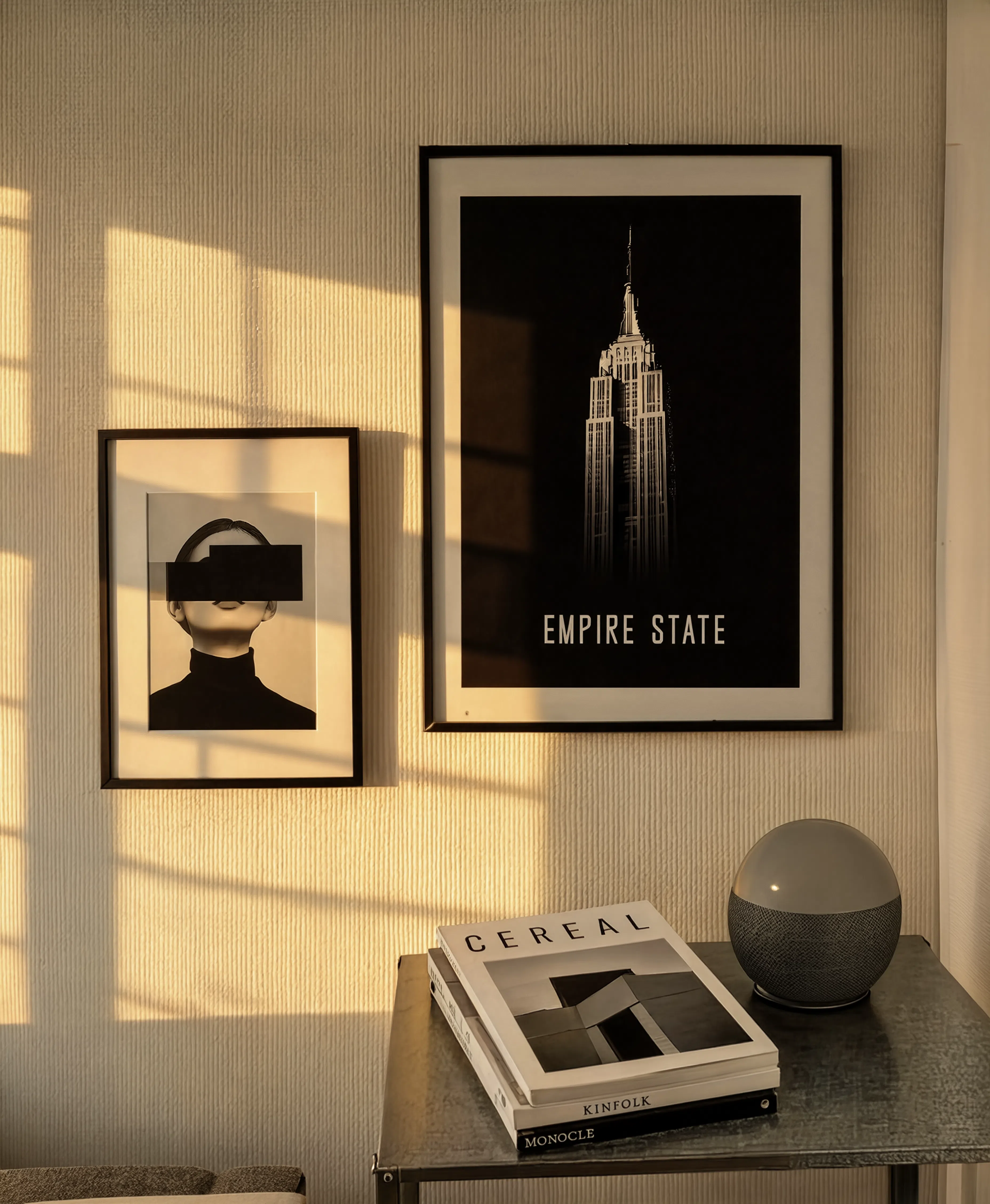Set of 2 Modern Black & White Wall Art Prints – Virtual Vision VR Artwork & Empire State Building Poster