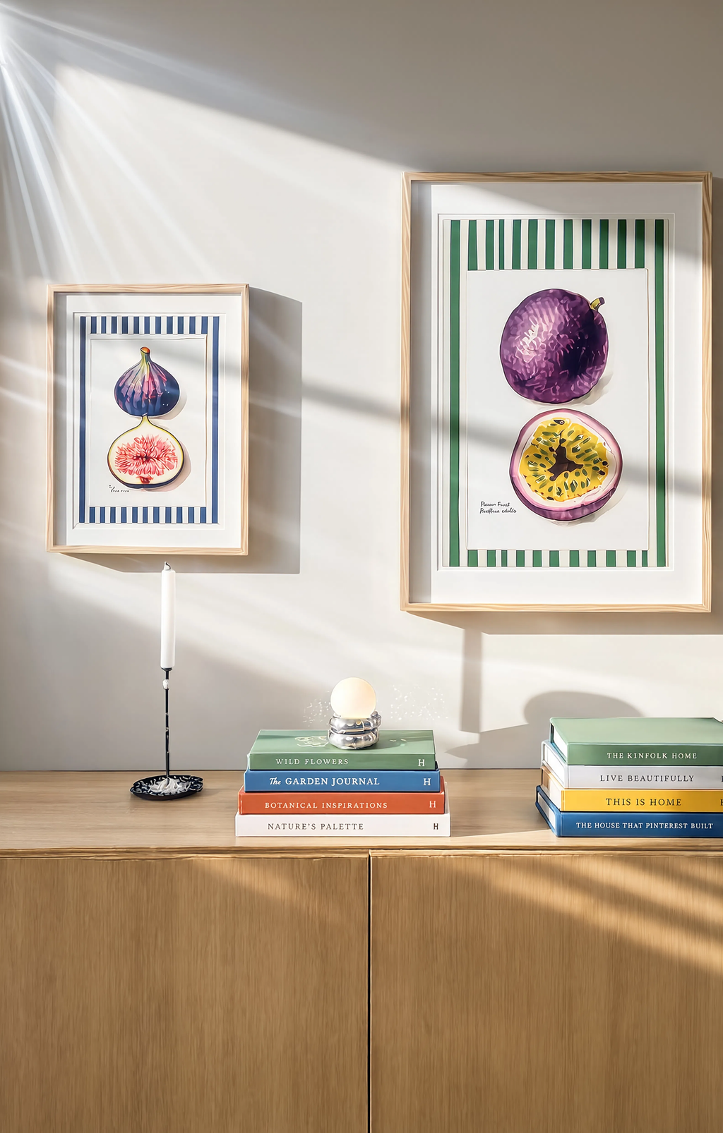 Set of 2 Botanical Wall Art Prints – Fig & Passion Fruit Minimalist Gallery Set