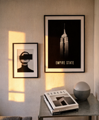 Set of 2 Modern Black & White Wall Art Prints – Virtual Vision VR Artwork & Empire State Building Poster