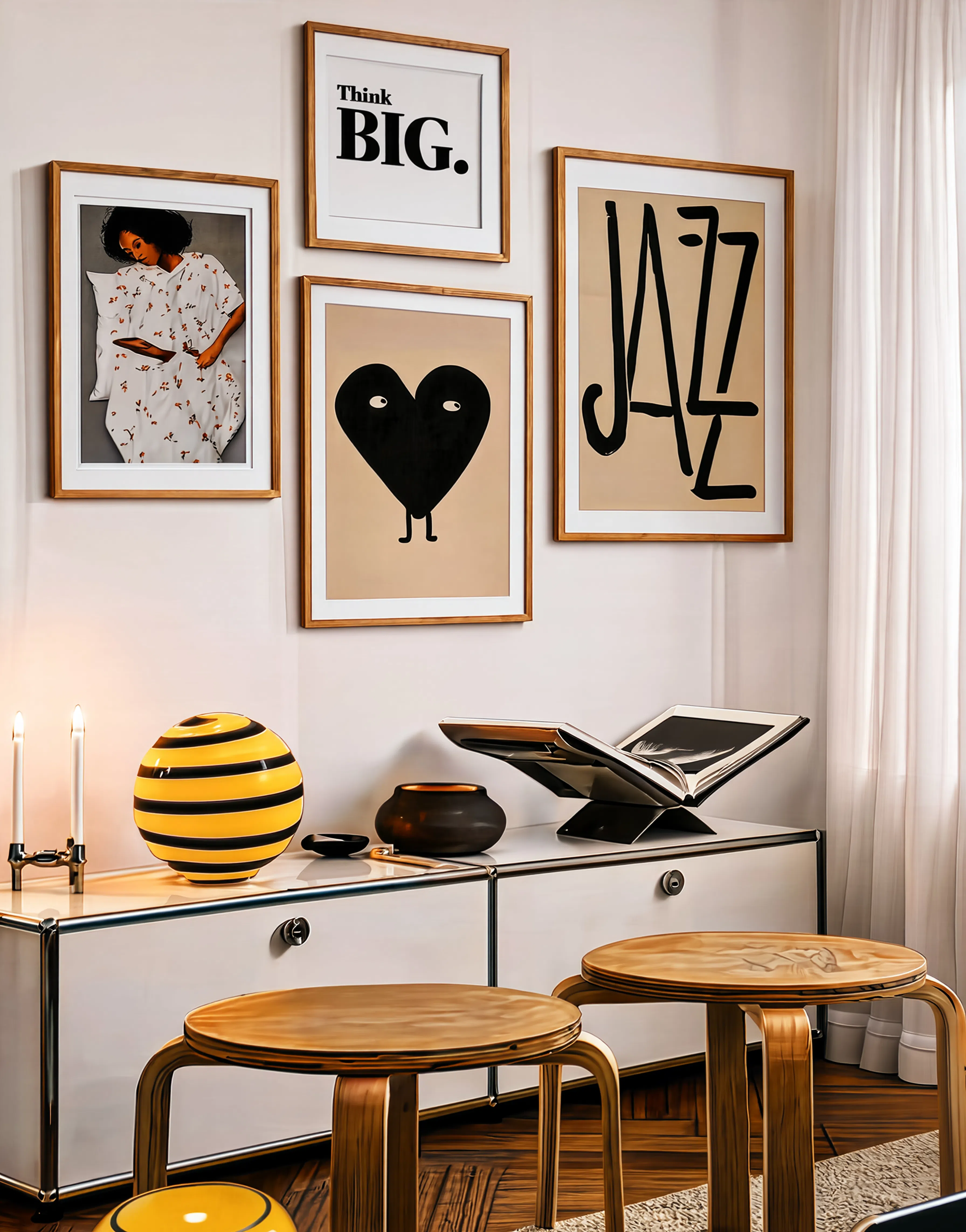 Set of 4 Contemporary Character, Portrait & Typography Art Prints – Modern Gallery Wall Collection