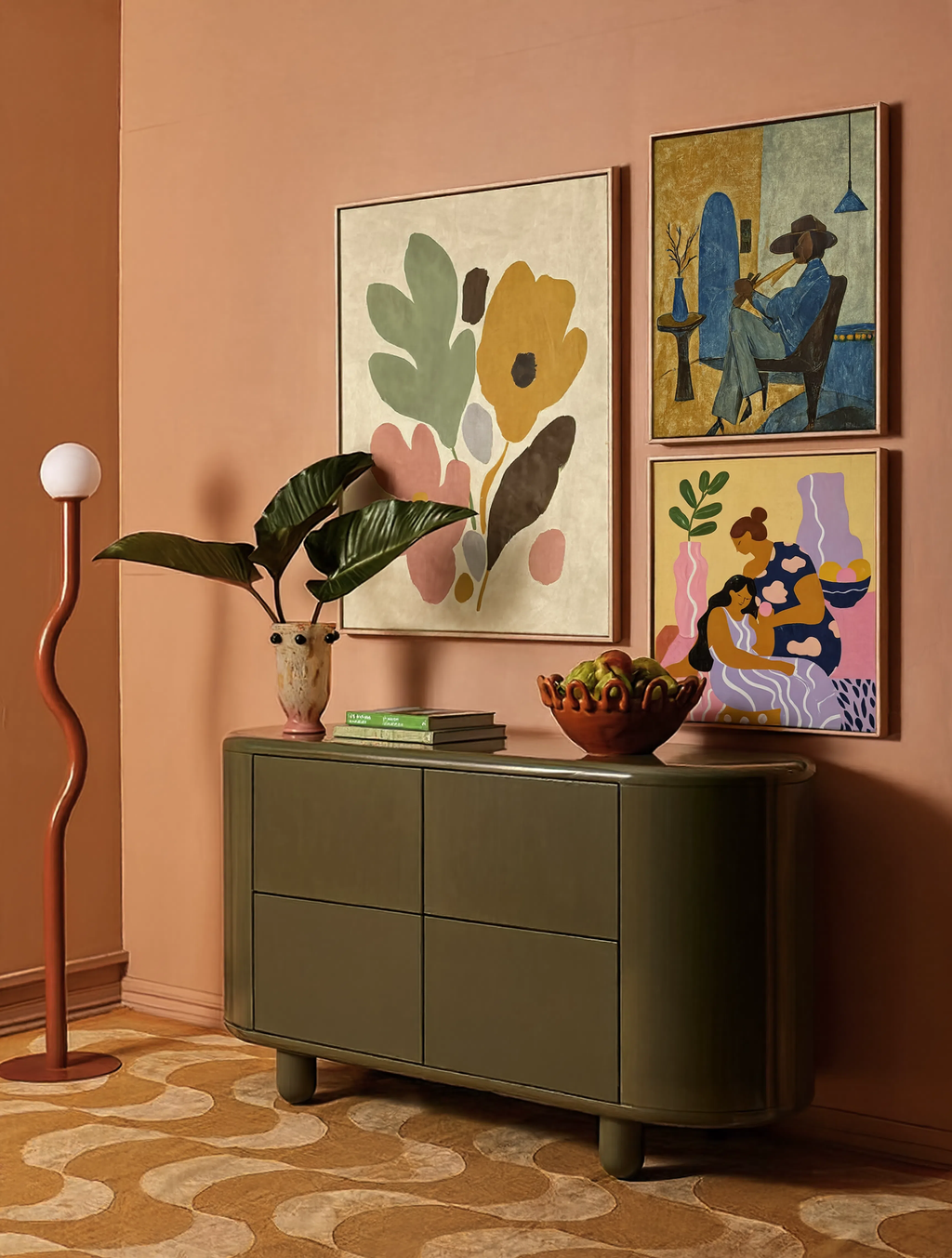 Set of 3 Painterly Florals & Figurative Studies | Contemporary Gallery Wall Art Set
