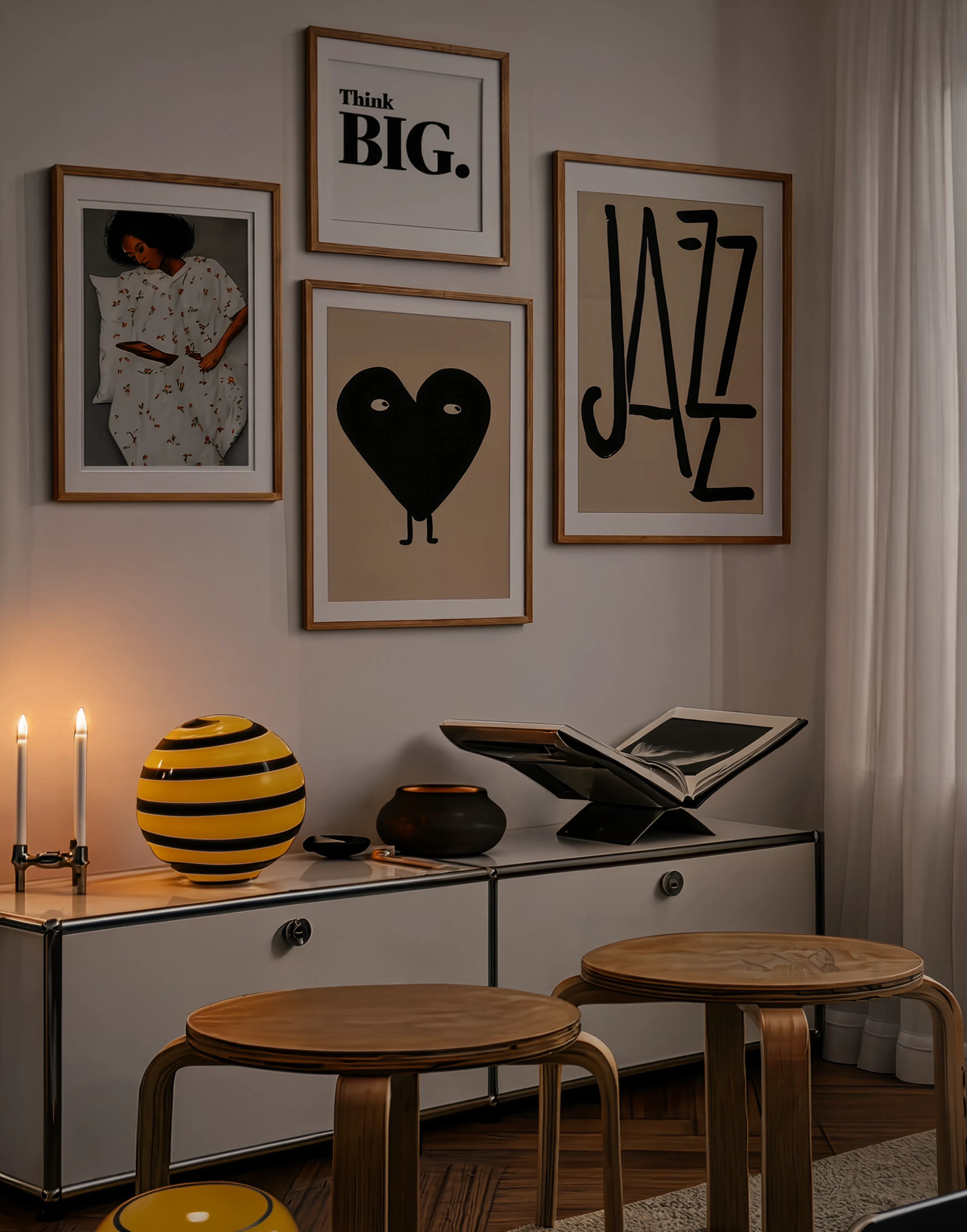 Set of 4 Contemporary Character, Portrait & Typography Art Prints – Modern Gallery Wall Collection