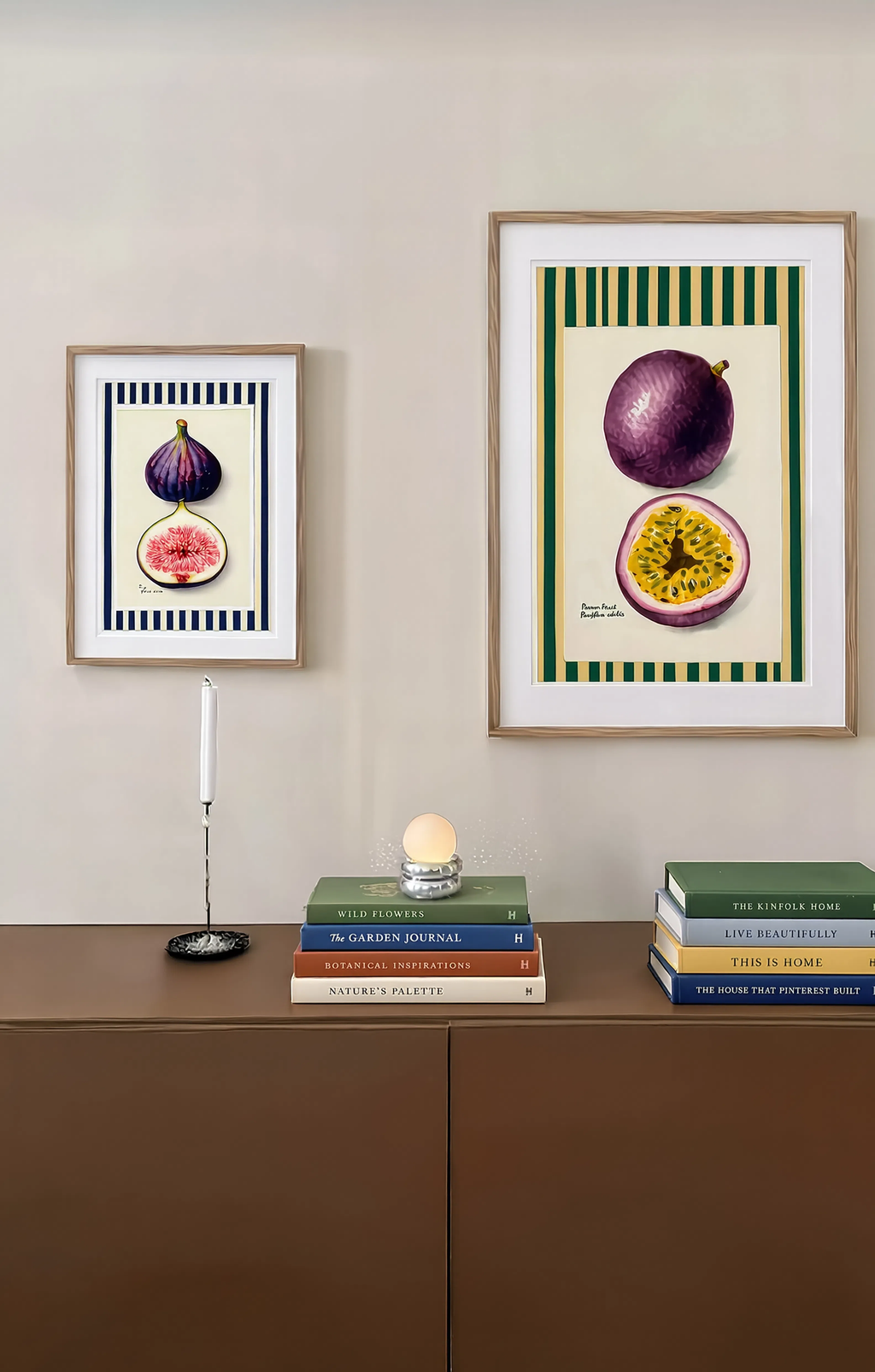 Set of 2 Botanical Wall Art Prints – Fig & Passion Fruit Minimalist Gallery Set