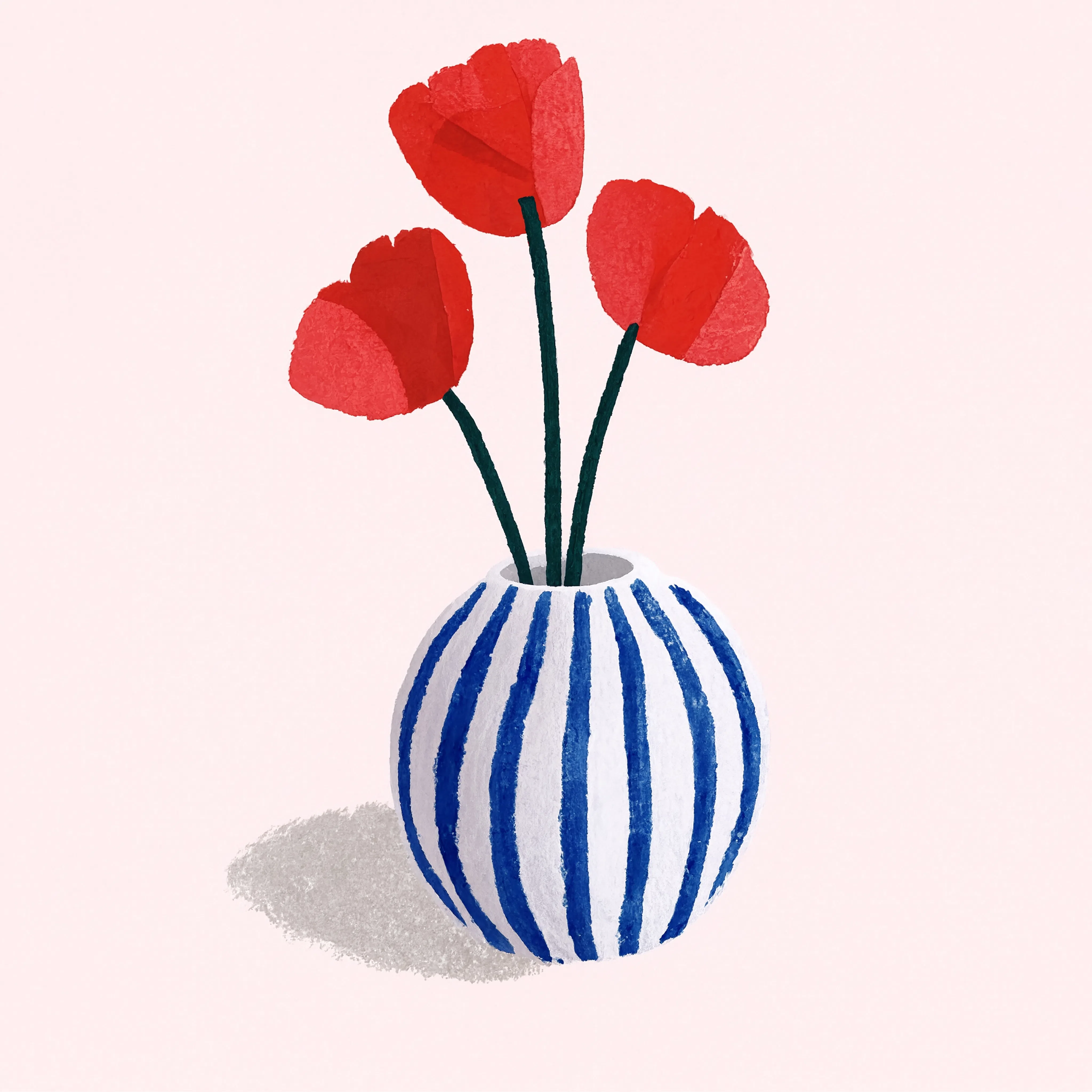 Round Striped Vase | Contemporary Still Life Wall Art