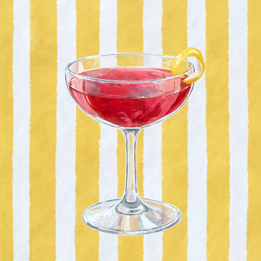 Ruby Coupe – Mustard Stripes | Contemporary Cocktail Wall Art