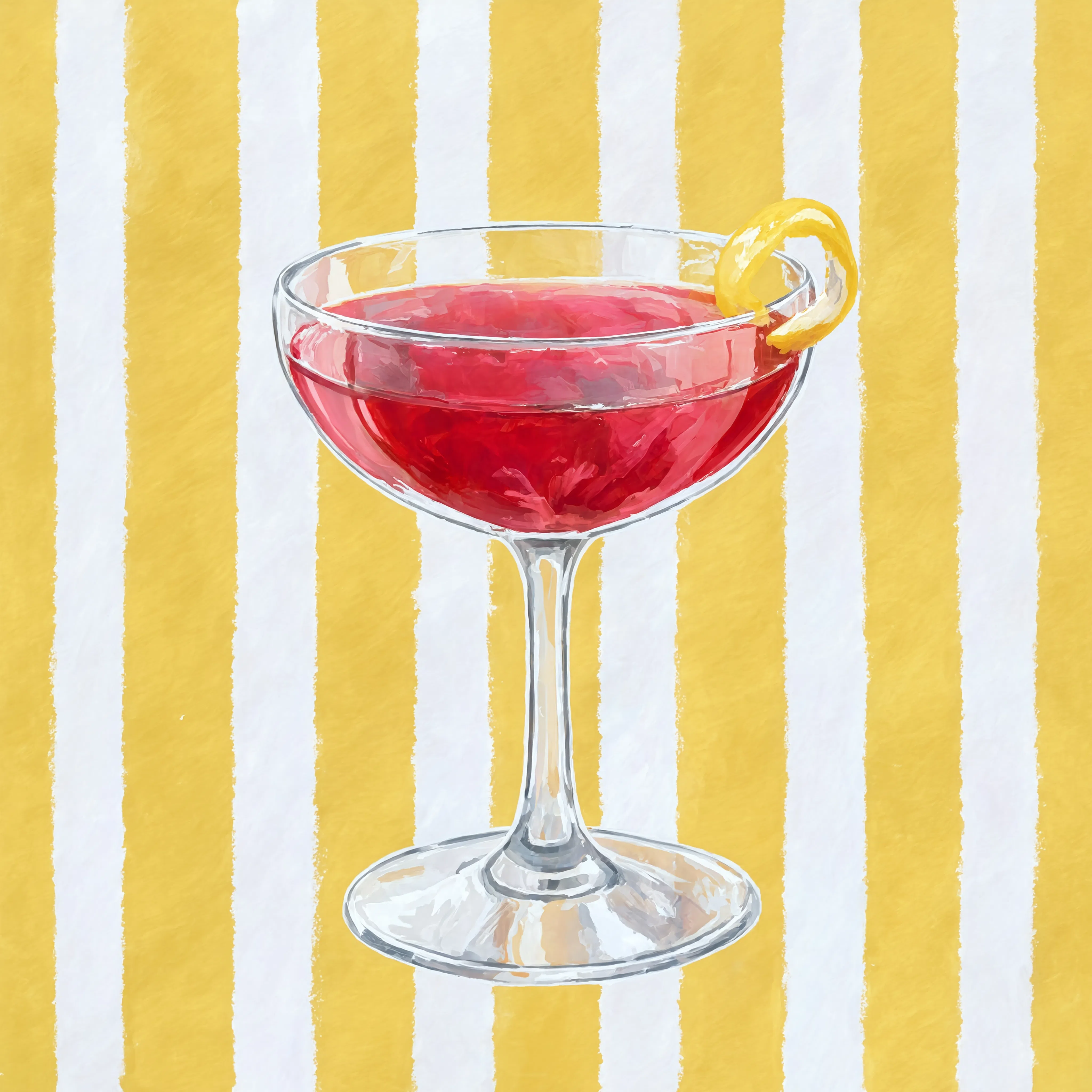 Ruby Coupe – Mustard Stripes | Contemporary Cocktail Wall Art