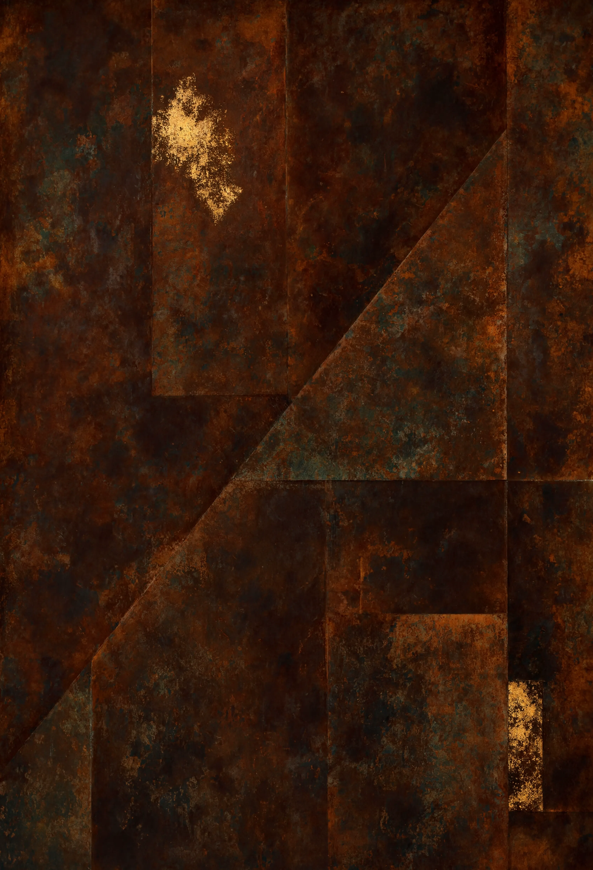 Set of 2 Rust Patina Abstract I & II | Contemporary Textured Abstract Wall Art Prints