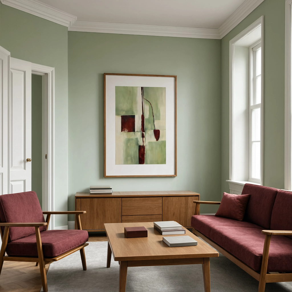 Sage & Burgundy Companion II | Contemporary Abstract Wall Art Print
