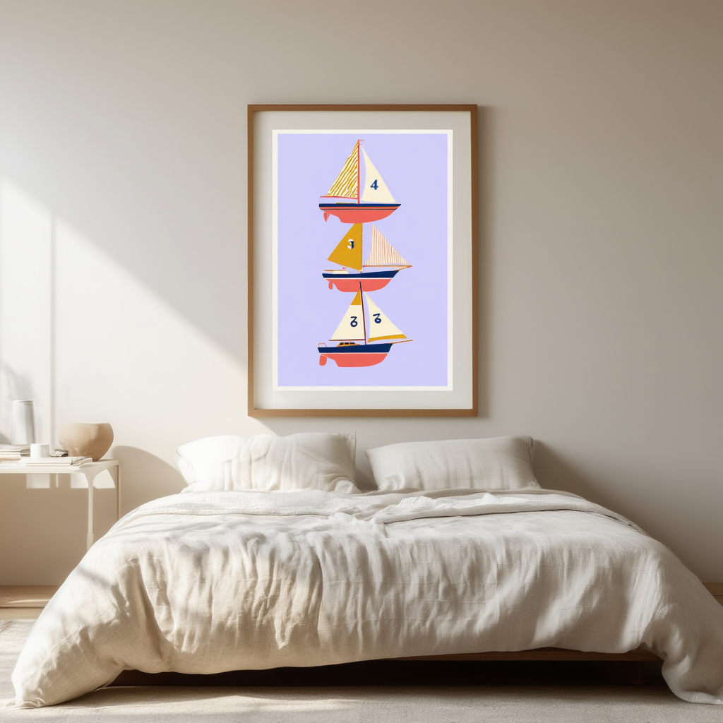 Vintage Sailboats – Minimalist Wall Art Print