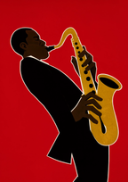 Sax Solo in Red | Bold Contemporary Music Wall Art Print