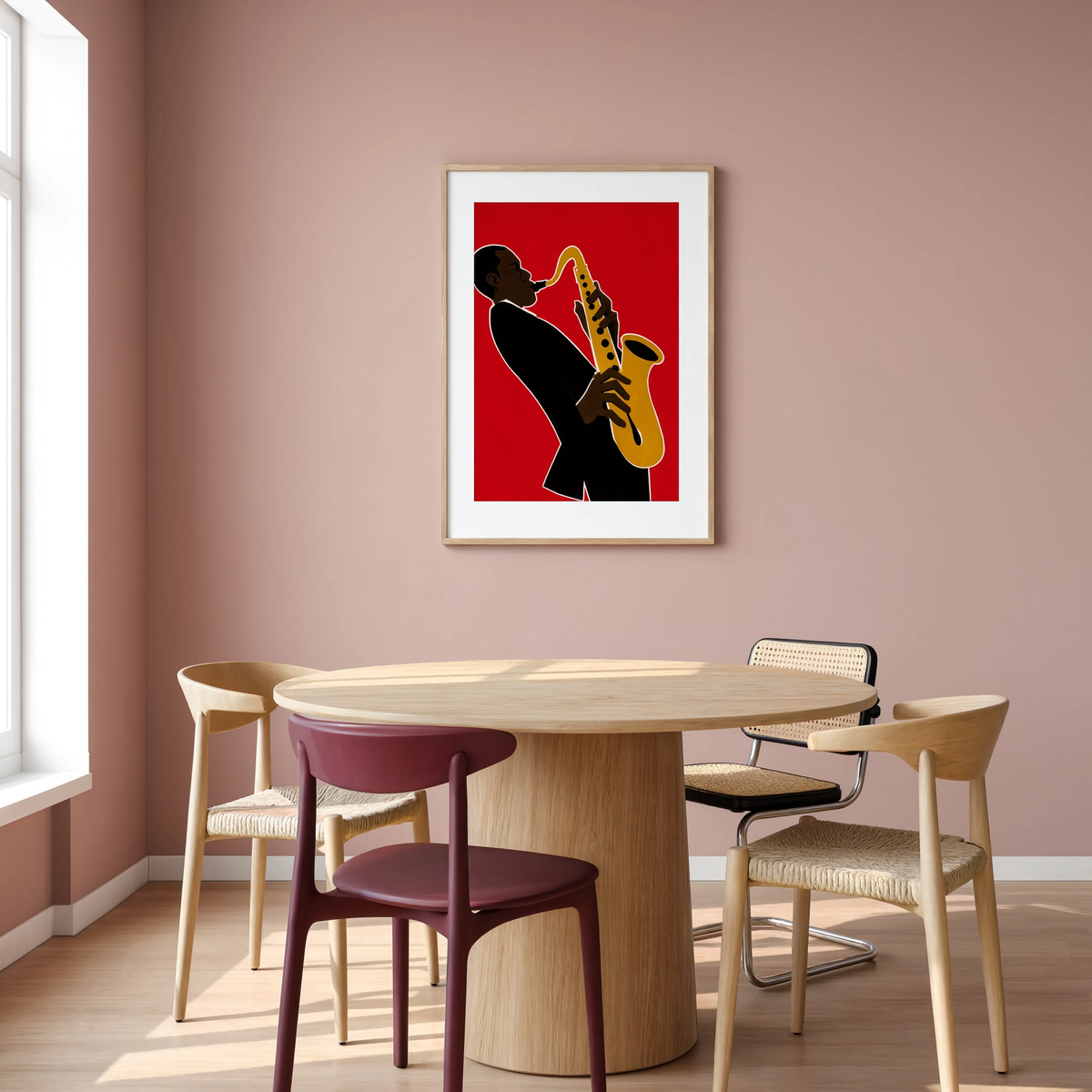Sax Solo in Red | Bold Contemporary Music Wall Art Print
