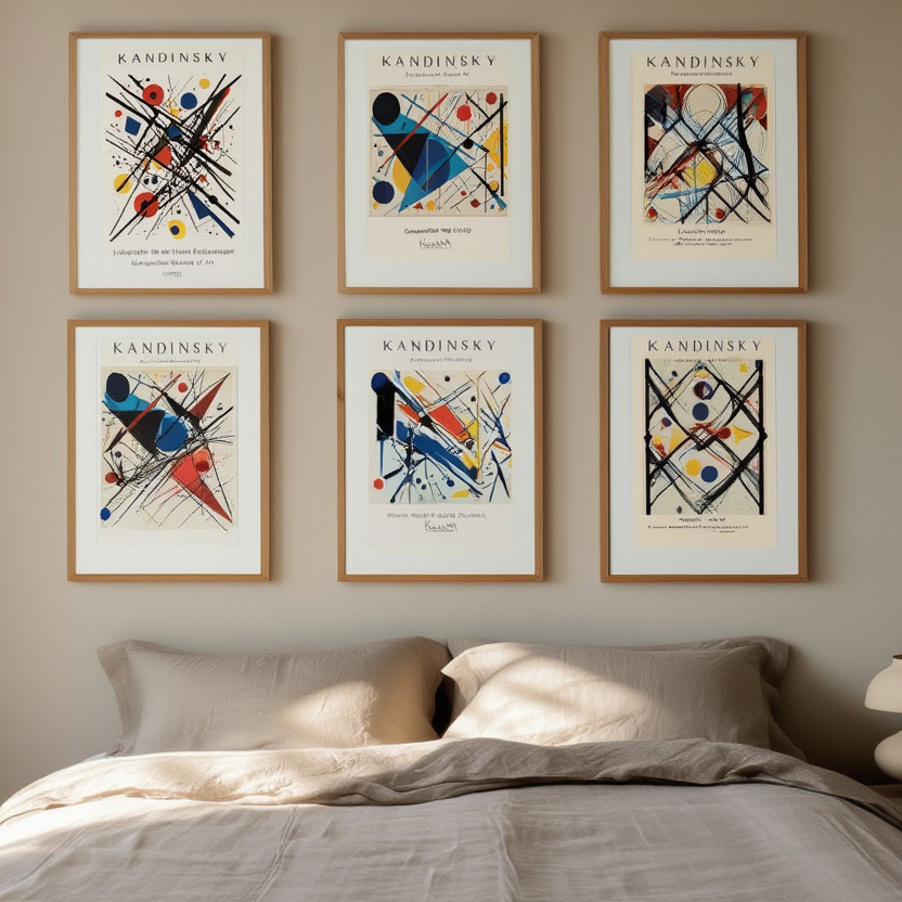 Kandinsky Geometric Abstract – 6 Modern Bauhaus Prints -Colorful Composition Gallery Wall Set for Living Room, Bedroom, or Office