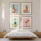 4-Piece Cocktail Bar Cart Art Set – Plus 1 Free Print - Hakyarts