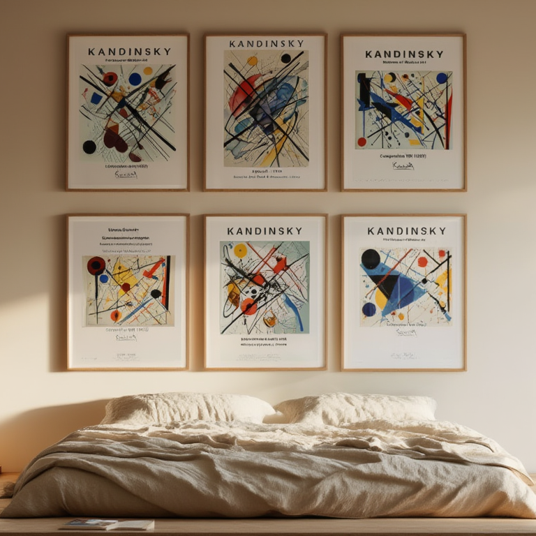 Kandinsky Geometric Abstract – 6 Modern Bauhaus Prints -Colorful Composition Gallery Wall Set for Living Room, Bedroom, or Office