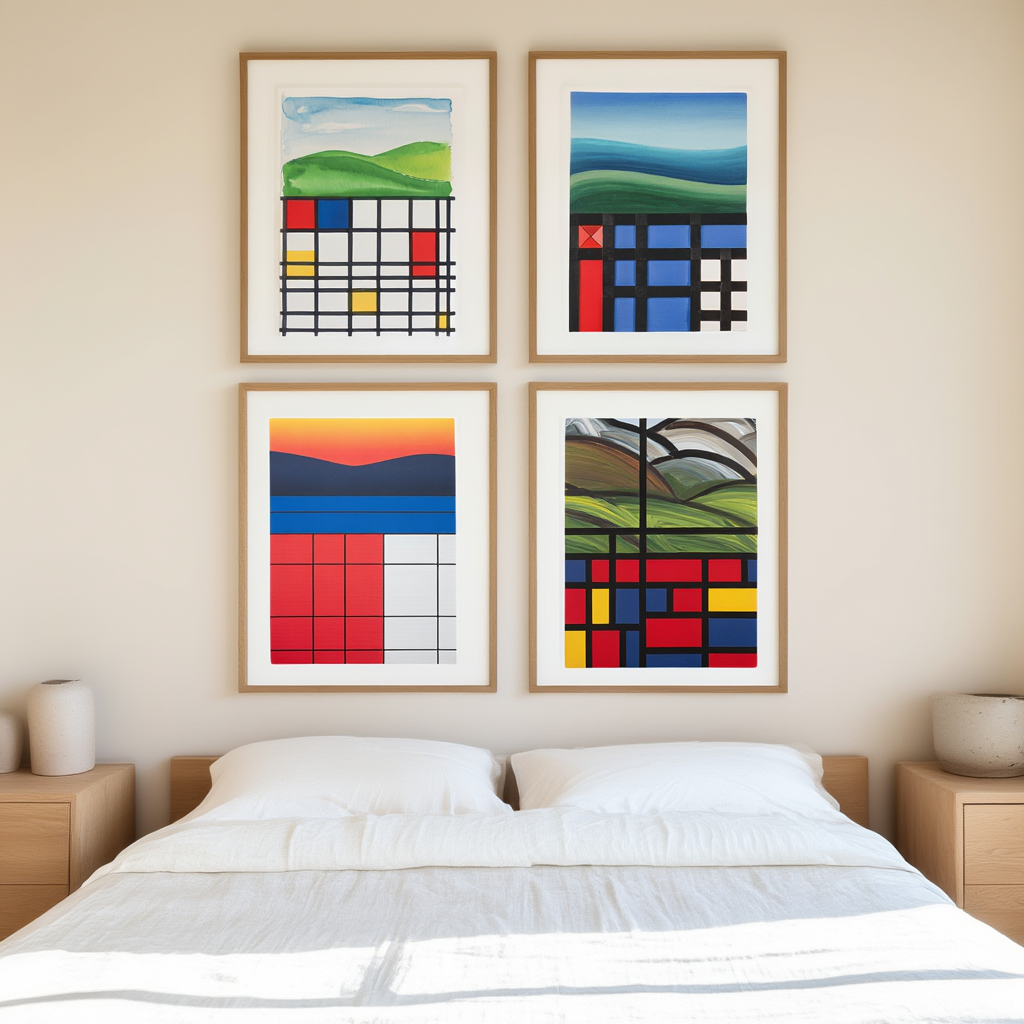 Modern Art Décor: Piet Mondrian 4-Prints