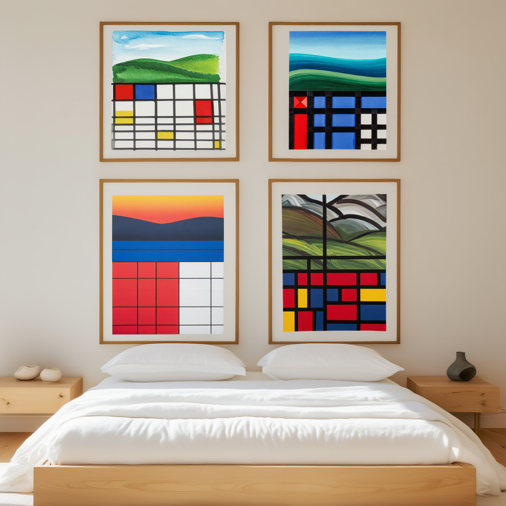 Modern Art Décor: Piet Mondrian 4-Prints
