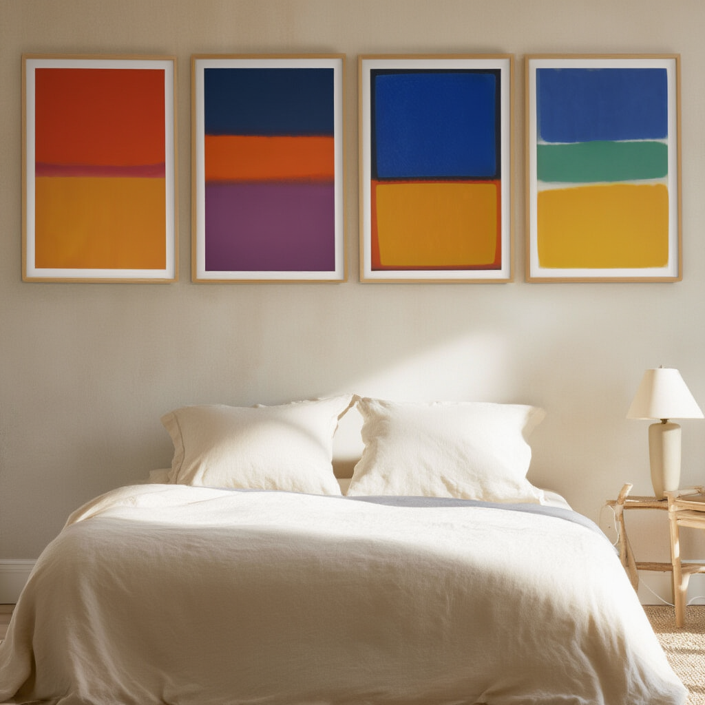 Rothko Abstract – Living Room Set of 4 Modern Prints - Hakyarts