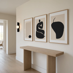 Set of 3 Monochrome Shapes | Contemporary Black & White Wall Art Prints