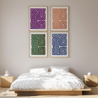 Set of 4 Geometric Blaze Prints – Modern Abstract Wall Art - Hakyarts