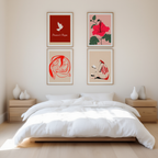 Set of 4 Figurative Floral Prints – Modern Botanical Wall Art - Hakyarts