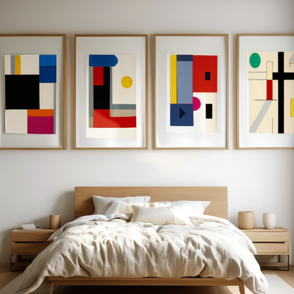 Set of 4 – Geometric Abstraction & Modernist Harmony