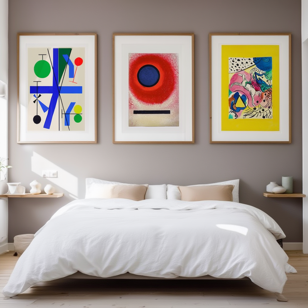Set of 3 Modern Abstract Prints  – Myriam Thyes & Kandinsky