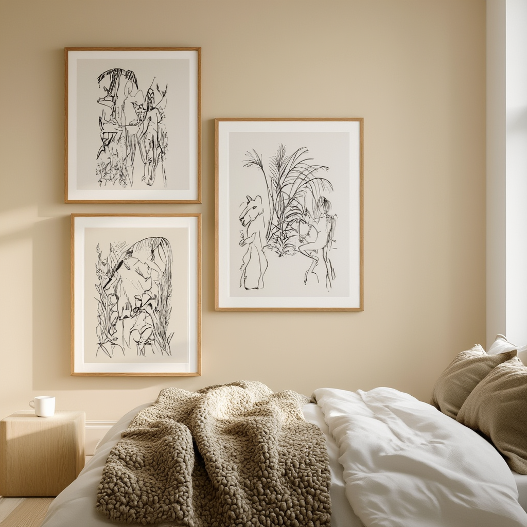 Set of 4 Jungle Line Art Prints – Hand-Drawn Minimalist Collection - Hakyarts