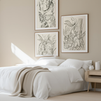 Set of 4 Jungle Line Art Prints – Hand-Drawn Minimalist Collection - Hakyarts