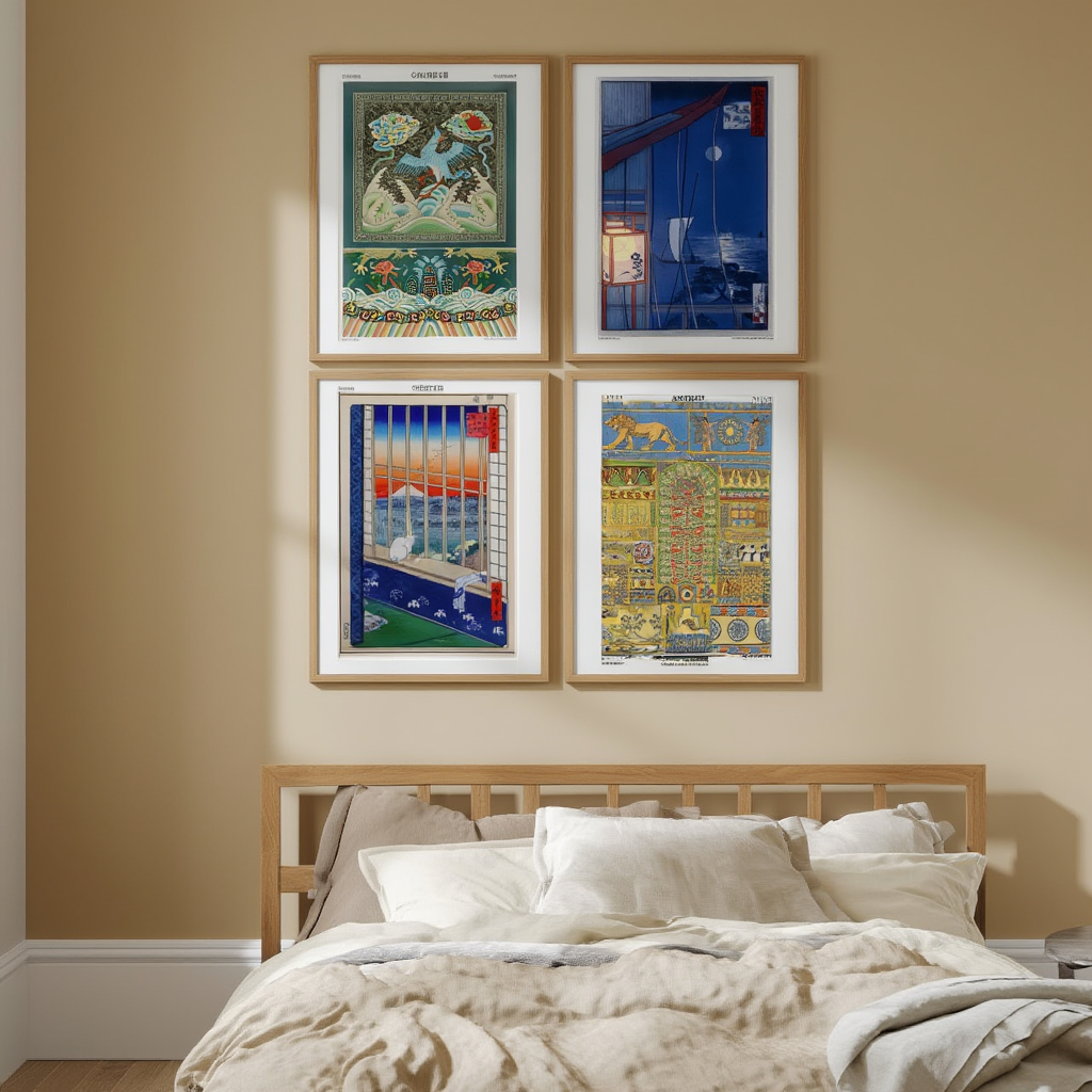 Set of 4 Kobayashi Kiyochika, Utagawa Hiroshige II & Auguste Racinet Prints – Japanese & Decorative Art Collection - Hakyarts