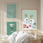 Set of 4 Duck Illustrative Prints – Swimming & Olives – Whimsical Wall Art - Hakyarts