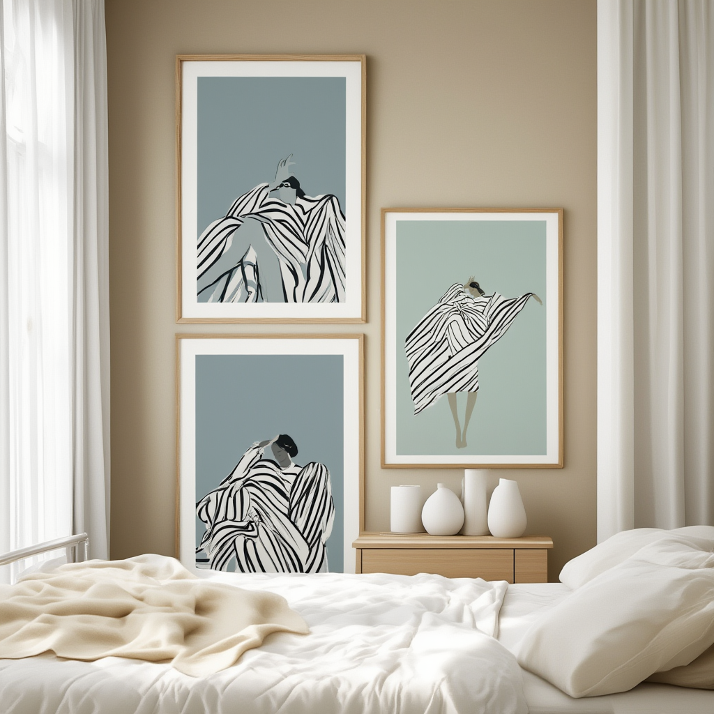 Set of 3 Abstract Figurative Female Silhouette Art Prints – Modern Wall Decor - Hakyarts