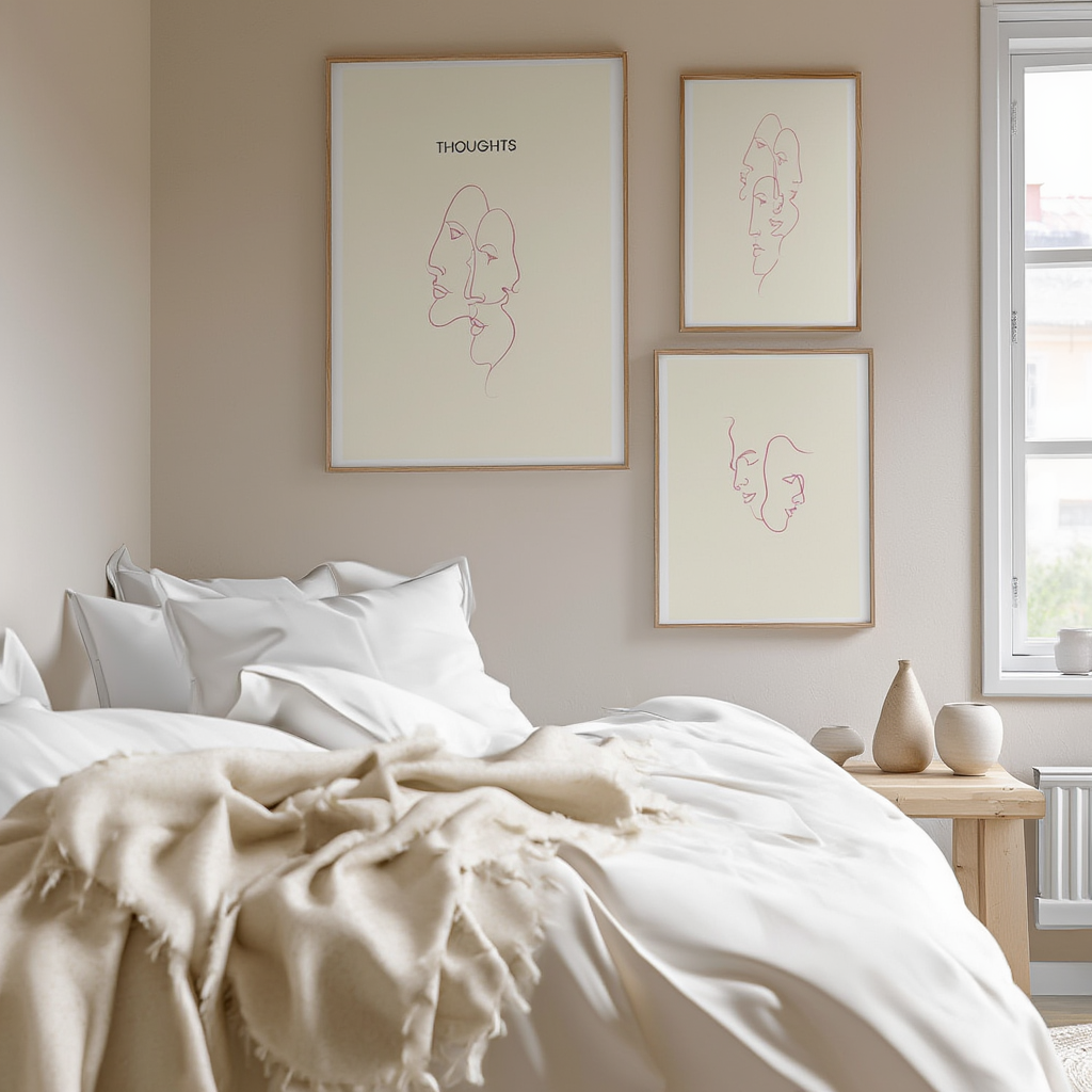 Set of 3 Minimalist Abstract Faces Art Prints – Contemporary Figurative Wall Decor - Hakyarts