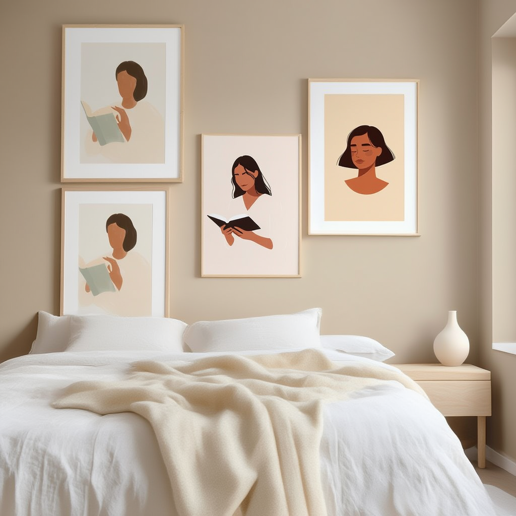 Set of 3 Woman Reading – Elegant Figurative Art Prints - Hakyarts