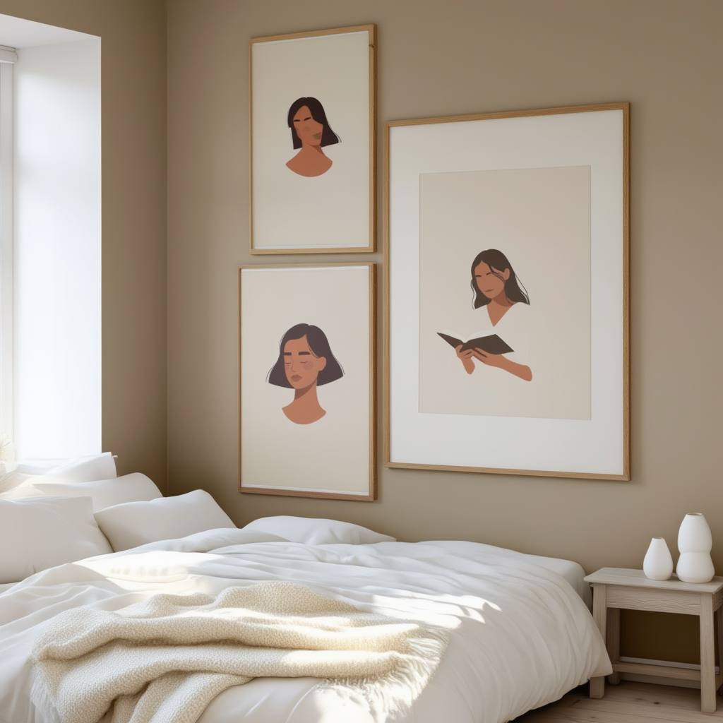 Set of 3 Woman Reading – Elegant Figurative Art Prints - Hakyarts