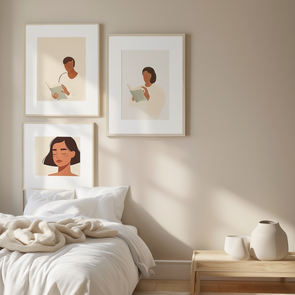 Set of 3 Woman Reading – Elegant Figurative Art Prints - Hakyarts