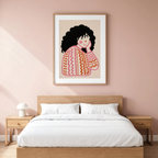 Curly Hair Folk Portrait | Contemporary Figurative Wall Art Print