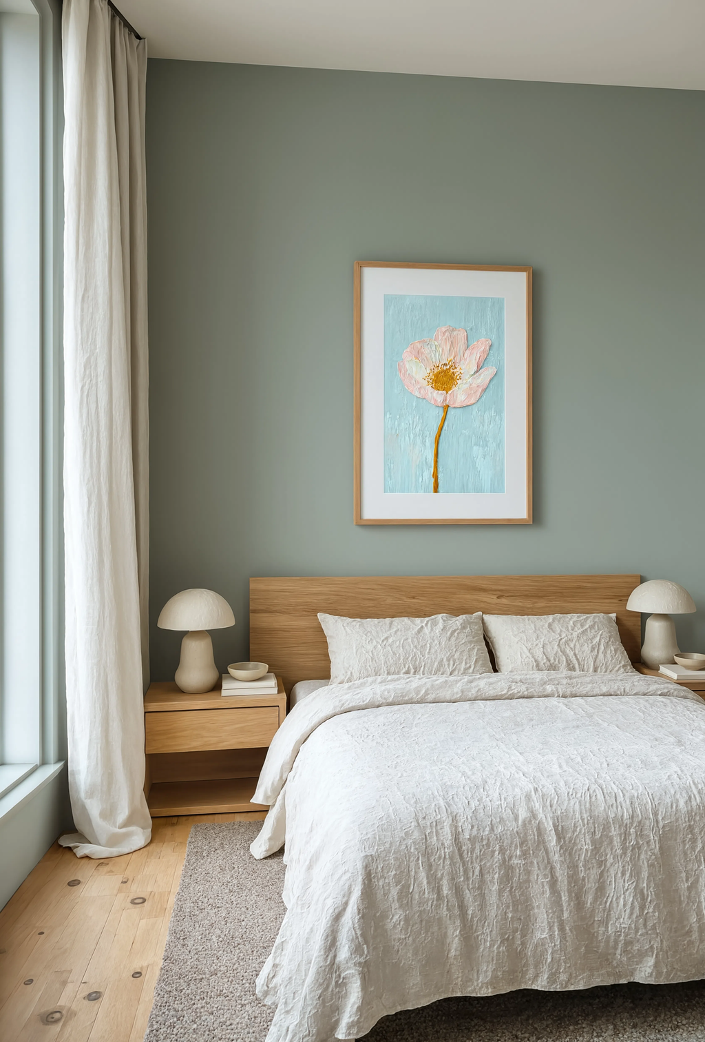 Flower on Baby Blue | Contemporary Botanical Wall Art