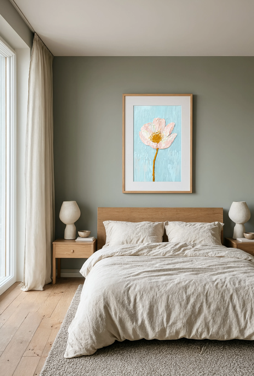 Flower on Baby Blue | Contemporary Botanical Wall Art