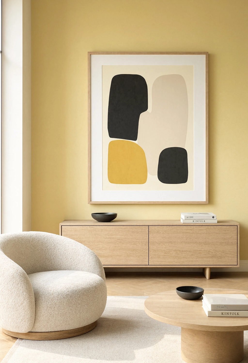 Black & Yellow Dot Composition | Minimalist Contemporary Wall Art Print