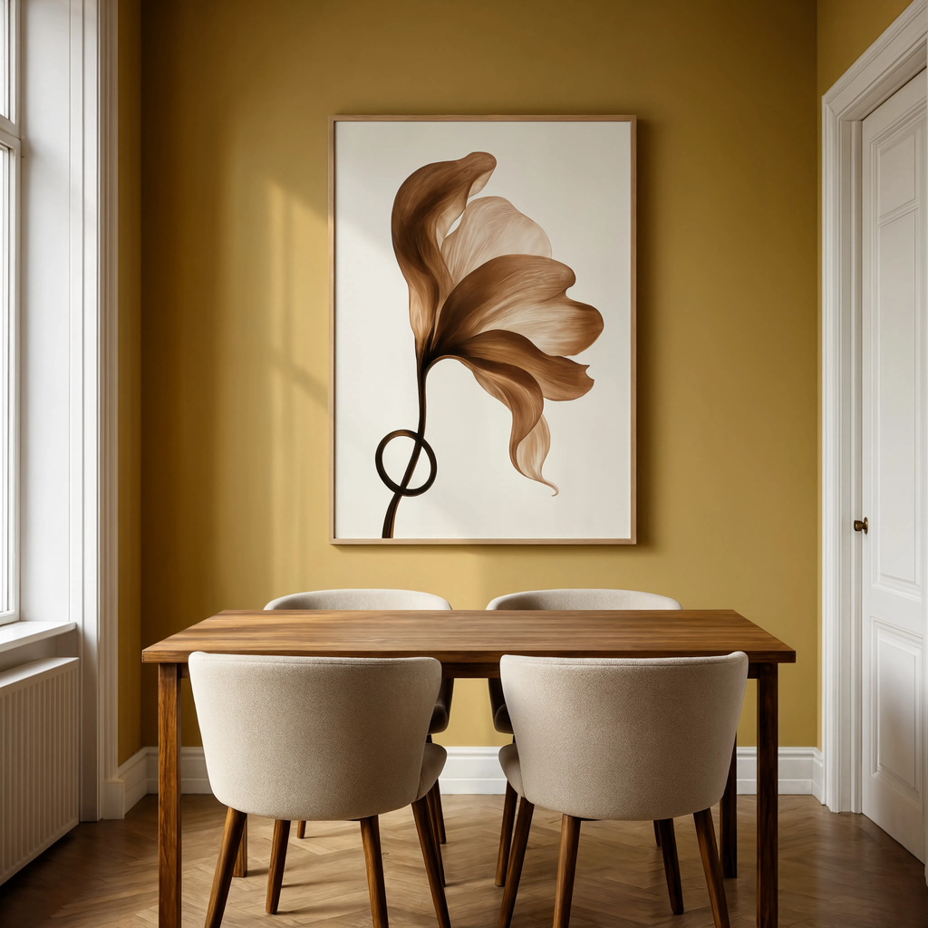 Amber Floral Ray | Contemporary Floral Wall Art Print